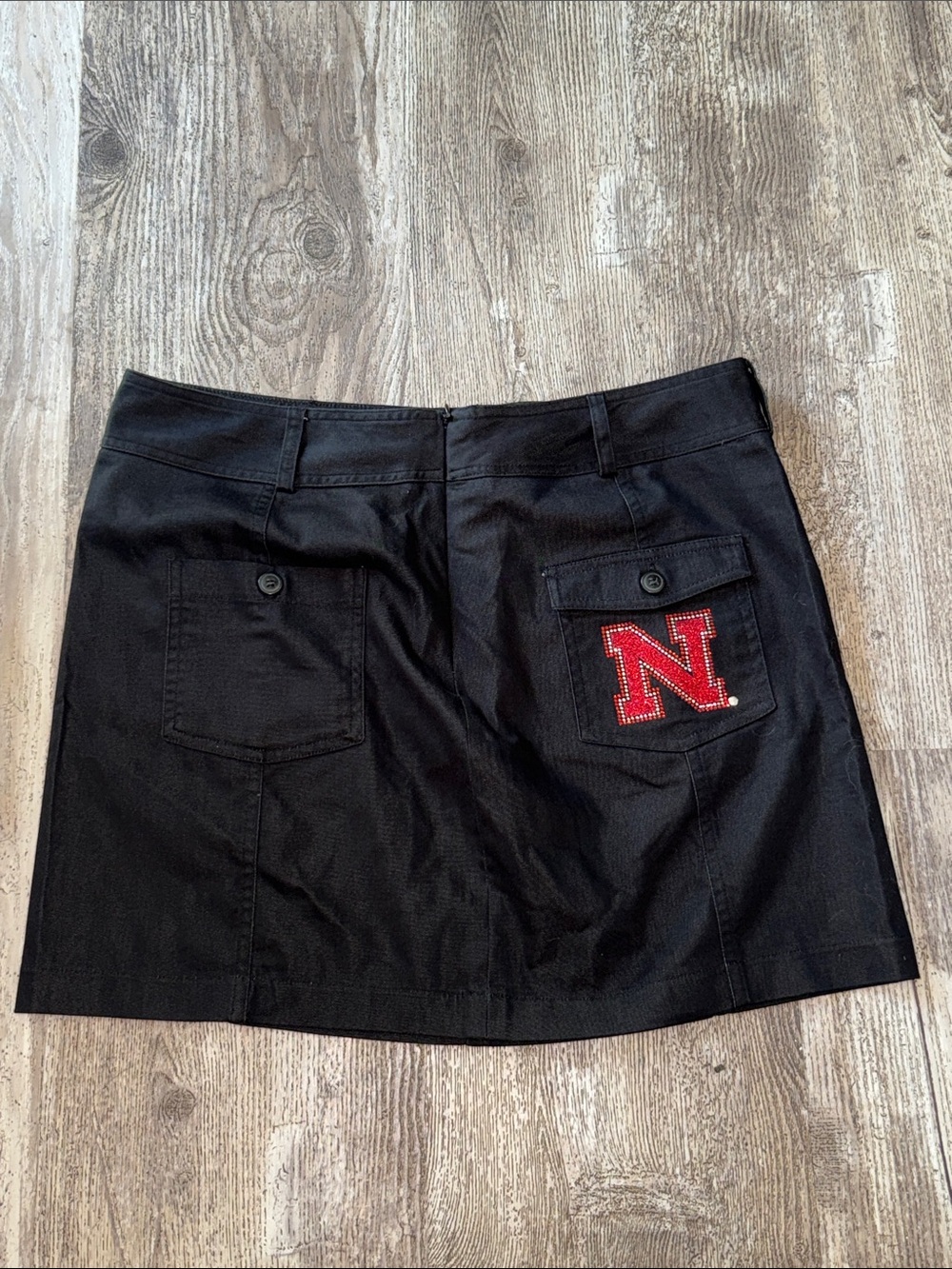 Nebraska Black Mini Skirt with Red 'N' Patch